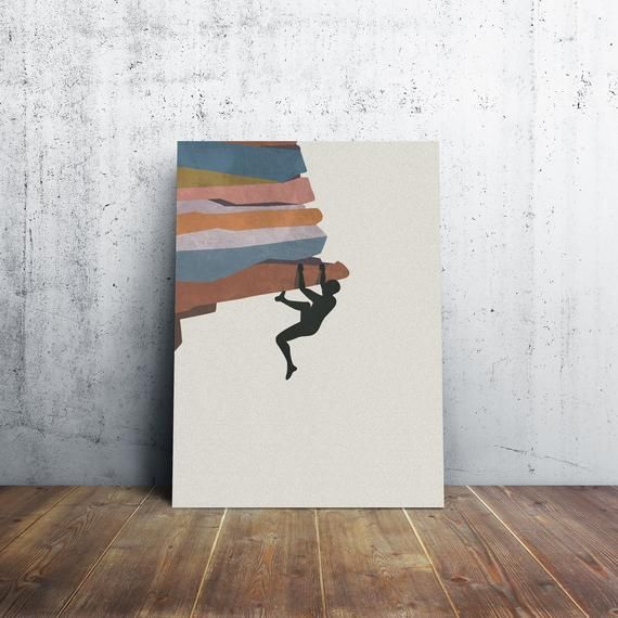 Climber wall art print decor, Rock climbing poster Climbing Art Illustrations, Rock Climbing Painting, Rock Climbing Drawing, Climbing Painting, Rock Climbing Art, Climbing Illustration, Climbing Art, Rock Climbing Wall, Decor Posters