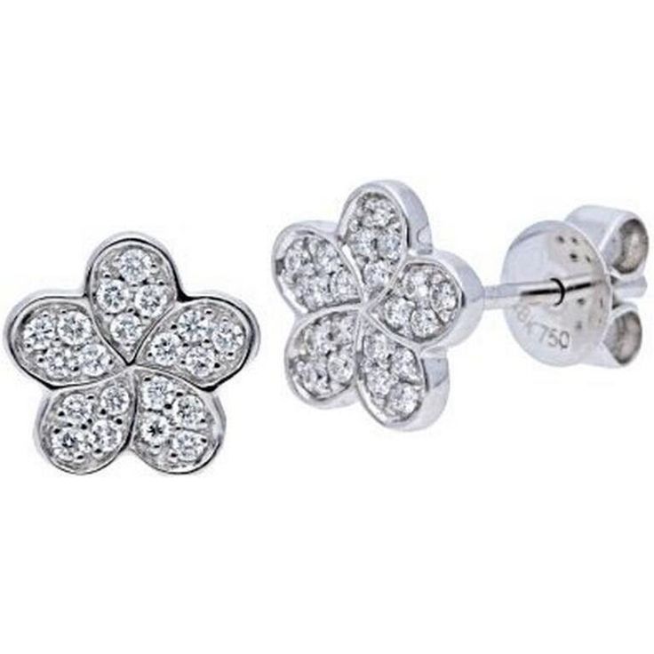 Sofer Jewelry - Pave Diamond Flower Stud Earrings in 14K White Gold Classic Flower Shaped Diamond Earrings For Formal Occasions, Classic Diamond Flower Earrings For Formal Occasions, Classic Flower Shaped Diamond Earrings For Formal Events, Formal Flower Shaped Jewelry With Pave Setting, Classic Formal Diamond Flower Earrings, Luxury Flower Shaped Formal Earrings, Classic Formal Flower Shaped Diamond Earrings, Luxury Floral Earrings For Formal Occasions, Luxury Flower-shaped Formal Earrings