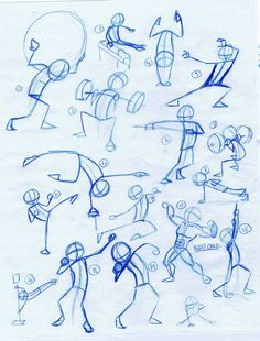 the drawing shows how to draw people doing different things with their arms and legs,