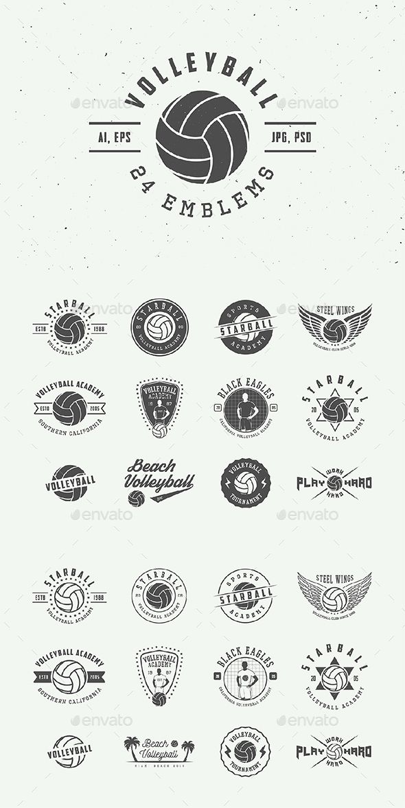 volleyball badges and emblems set - sports / activity specificities logo design templates