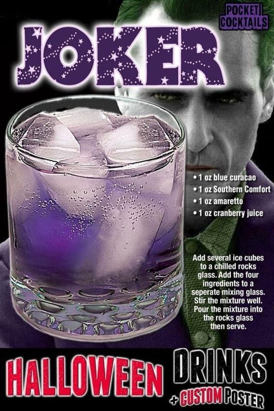 an advertisement for a halloween drink with the joker