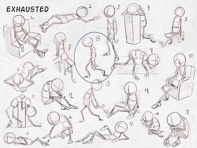 an illustrated drawing of people doing various activities in different positions, including sitting and standing