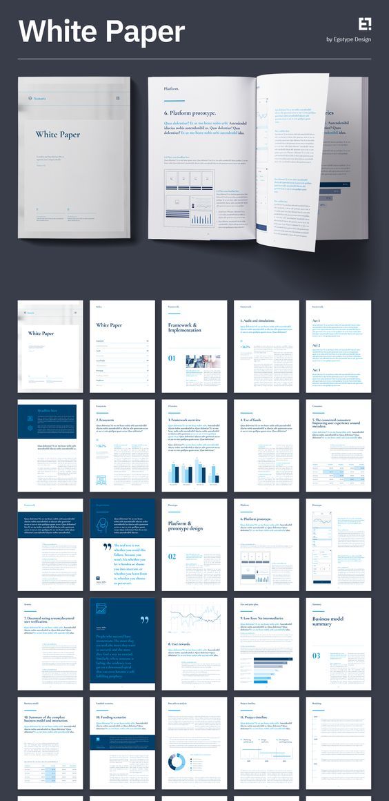 an image of a white paper with blue accents on the cover and inside pages, all in