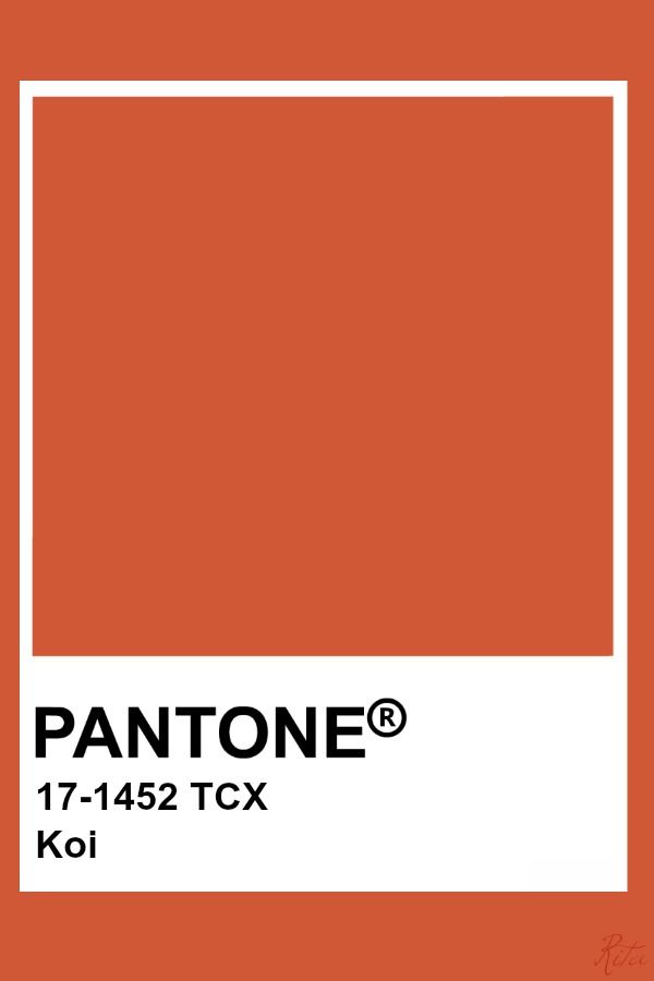 pantone's orange color is shown with the words, 17 - 124 tcx koi