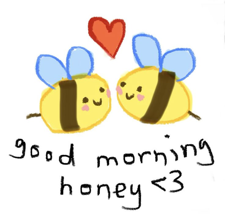 two bees with hearts and the words good morning honey 3 on it's back