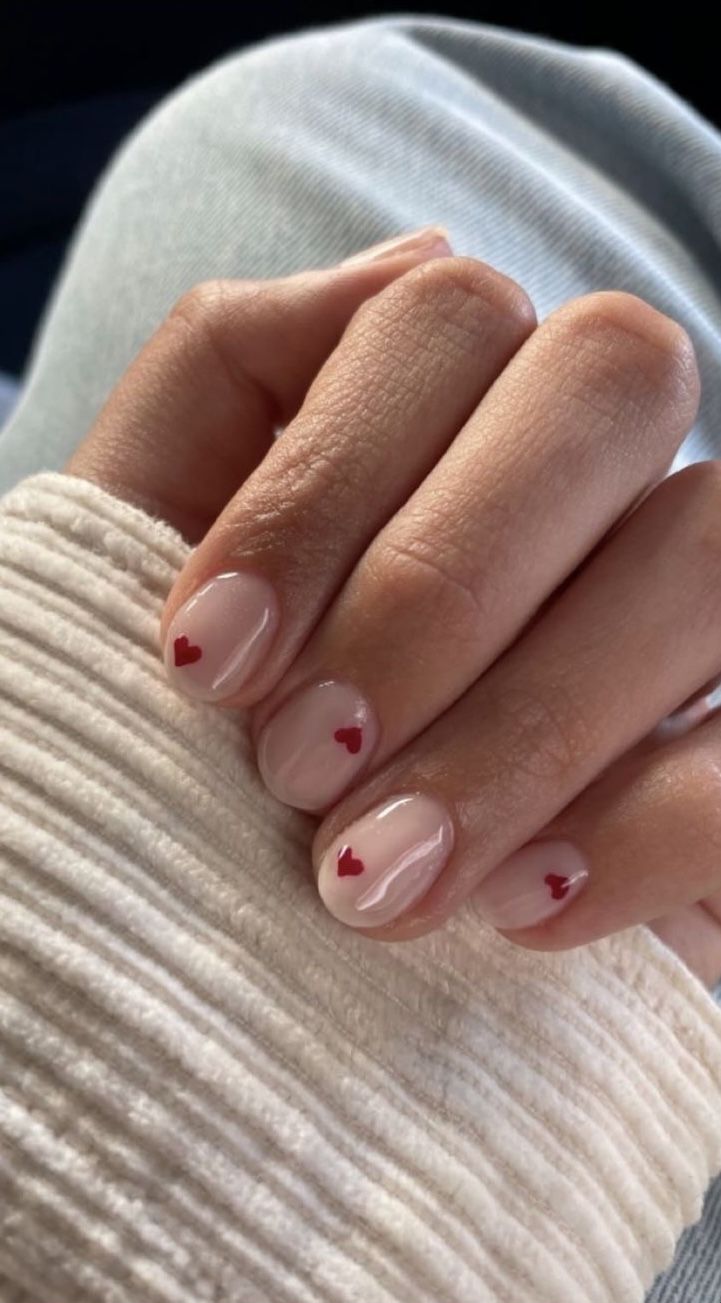 Paznokcie Hello Kitty, Short Gel Nails, Subtle Nails, Simple Gel Nails, Minimal Nails, Cute Gel Nails, Neutral Nails, Heart Nails, Funky Nails