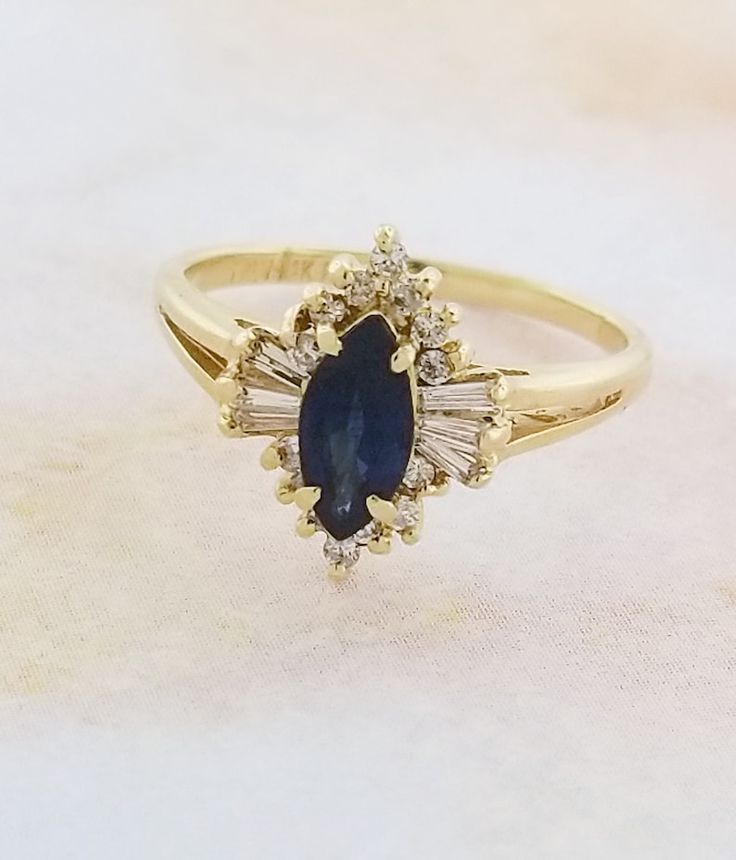 Buy 14k Yellow Gold Sapphire and Diamond Ring Online in India - Etsy Amethyst Studs, Knot Stud Earrings, Knot Studs, Sapphire And Diamond Ring, Blue Band, Multi Stone Ring, Multi Stone, Custom Rings, Stone Rings