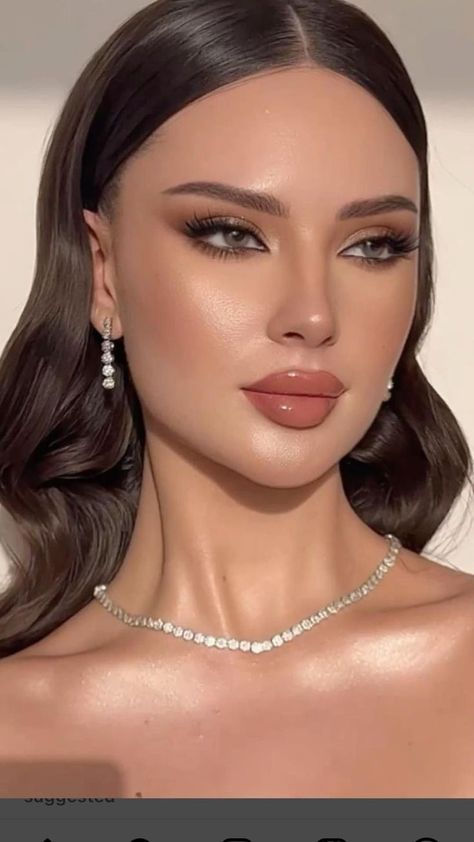 Prom Makeup Looks For Champagne Dress, Makeup Ideas Soft Glam, Arabic Wedding Makeup, Xv Makeup Ideas, Wedding Makeup For Asian Brides, Natural Quince Makeup Looks, Xv Makeup, Makeup Novia, Makeup Graduation