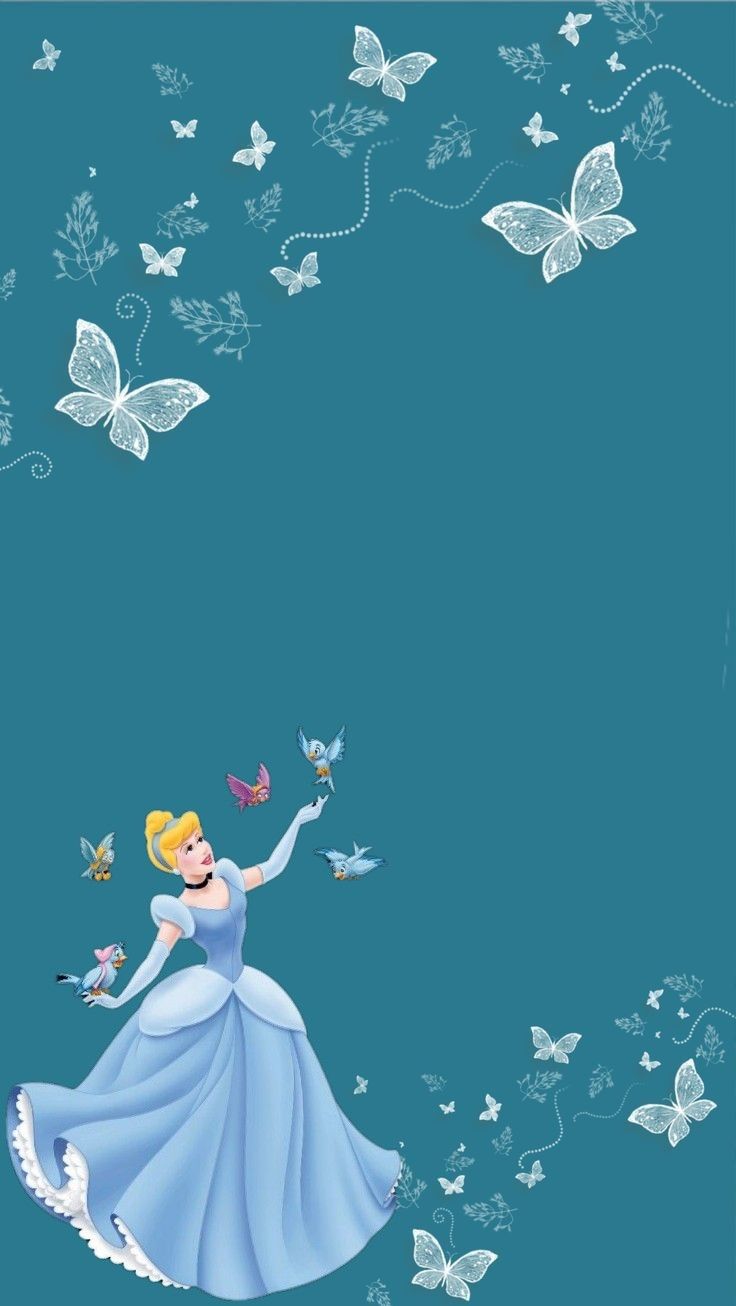 the princess is flying through the air with butterflies