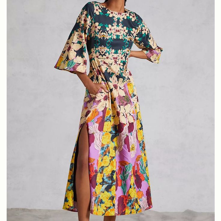 Anthropologie By Roopa Pemmaraju There's A Story Behind Each Print In Designer Roopa Pemmaraju's Namesake Fashion Line: Each Is Created By, And Named For, Renowned Indigenous Australian Artists And Manufactured Using Environmentally Friendly, Fair-Trade Practices. For Roopa, Creating Her Line Is A Celebration Of Cultural Exchange, Creative Collaboration And Sustainability. Exclusively For Anthropologie Cotton Open Back Side Slant Pockets Maxi Silhouette Side Zip Machine Wash Imported Dimensions Festive Floral Print Midi Dress, Multicolor Floral Print Maxi Dress For Cocktail, Chic Floral Print Festive Dress, Chic Festive Floral Print Dresses, Festive Chic Floral Print Dresses, Fitted Multicolor Midi Dress For Festive Occasions, Summer Floral Print Maxi Dress For Festive Occasions, Summer Festive Floral Print Maxi Dress, Spring Festive Maxi Dress