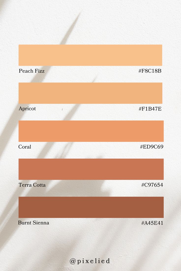 the color palette for an upcoming project, which is available in several different colors and sizes