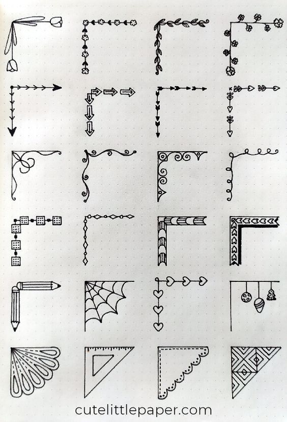 a page with different types of decorative elements on it, including the letters and numbers