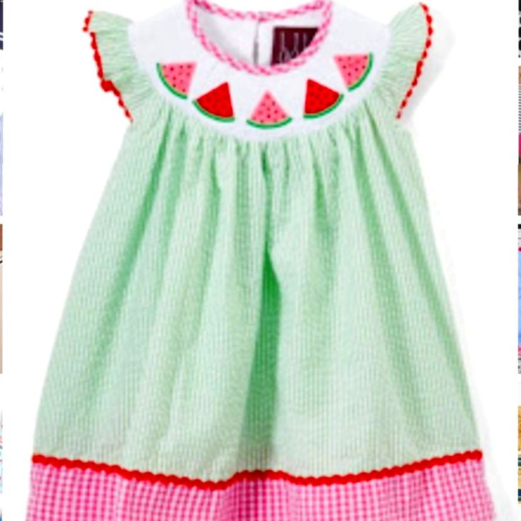 New - Green & White Seersucker Print - Pink & White Gingham Print - Green, Pink, & Red Watermelon Smocking Pink Smocked Dress For Playtime In Summer, Multicolor Smocked Dress For Summer Playtime, Playful Smocked Dress For Spring Playtime, Strawberry Dress For Toddler, Cactus Dress, Playful Cotton Smocked Playtime Dress, Smocked Dress, New Green, Gingham Print