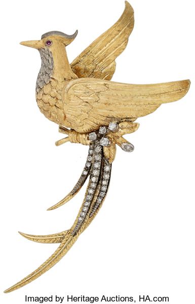 Gemstone Brooch, Ruby Rings, Pins And Brooches, Jewelry Brooch, Diamond Brooch, Bird Brooch, Bird Jewelry, Vintage Jewels, Lovely Jewellery