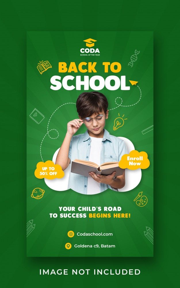 the back to school book cover is green and has an image of a boy reading