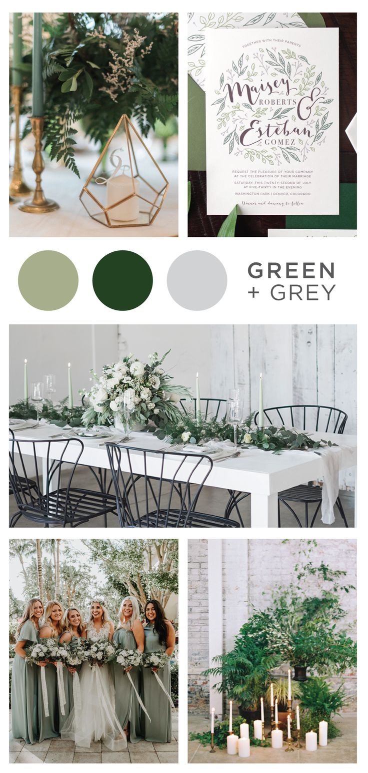 green and grey wedding color scheme