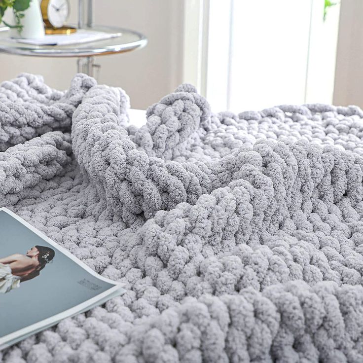 PRICES MAY VARY. ☎☎ ☎ SPECIAL NOTICE - Size of pictures is in 51" x 63", 40" x 60" is a medium size throw for love seats and the actual throw size is much smaller than the blanket shown in pictures. Before purchasing, please make sure that you are choosing the right size you want. HOLEY CHUNKY KNIT BLANKET - Our grey chunky throw blanket is 100% hand knit with jumbo chenille Yarn. This plush chunky blanket will be a good home décor throw blanket for couch, bed and sofa. PERFECT MEDIUM SIZE CHUNK Big Knit Blanket, Cable Knit Blankets, Chunky Knit Throw Blanket, Bedroom Blanket, Cable Knit Throw, Chenille Blanket, Jumbo Yarn, Chunky Crochet Blanket, Chenille Throw