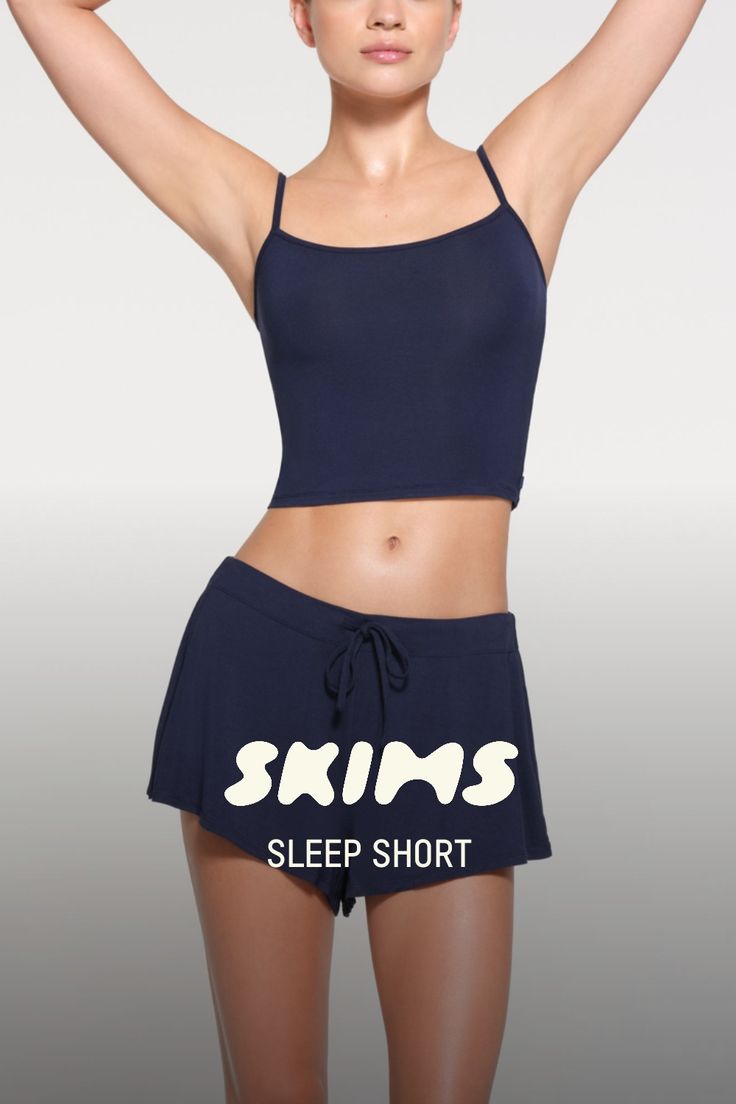 Stay cool in this sweet sleep short. Made with our ultra-soft, stretchy fabric, this breathable style keeps you comfortable through the night. Features a flattering, slightly flared silhouette with an adjustable drawstring waist and a SKIMS label at the side seam. Complete the set with the Straight Neck Cropped Cami. Fits true to size. | SKIMS Sleep Short | Grey | Large Fitted Cotton Pajama Shorts, Solid Cotton Pajama Shorts For Sleep, Women’s Sleep Shorts, Solid 4-way Stretch Loungewear Shorts, Cotton Sleepwear With Built-in Shorts, Sleep Shorts, Cropped Cami, Stay Cool, Drawstring Waist