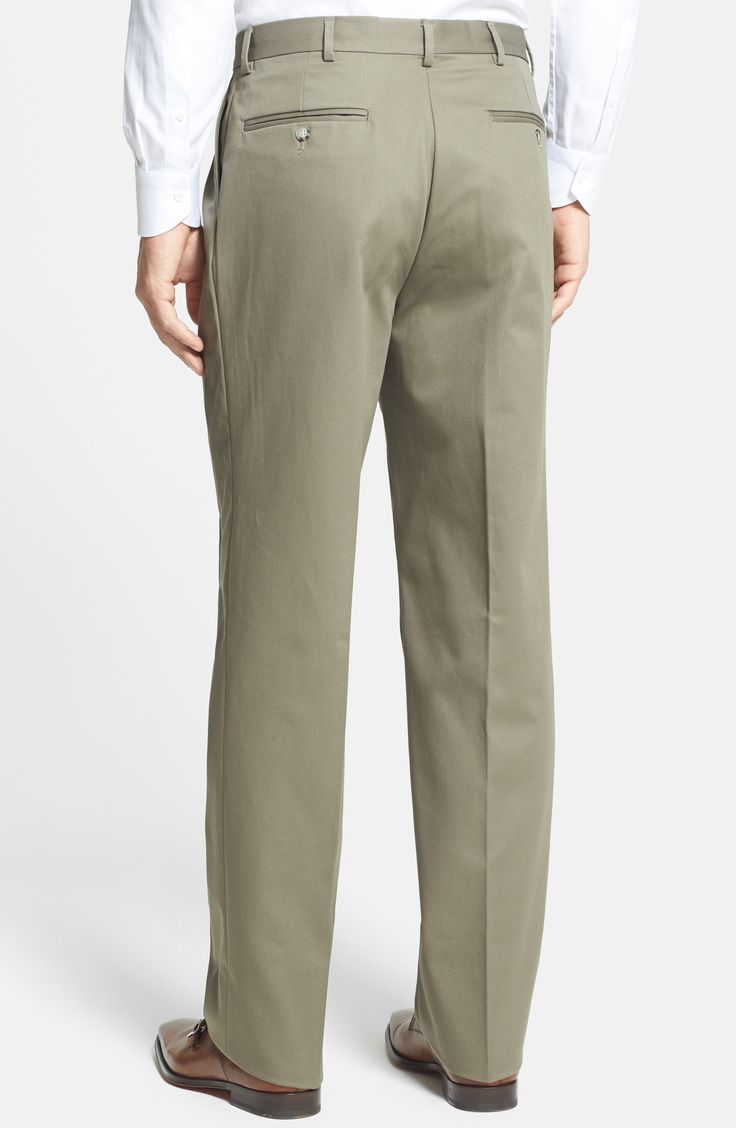 A classic pleated cut styles sharp cuffed trousers fashioned from soft, wrinkle-resistant cotton. Style Name:Berle Pleated Classic Fit Cotton Dress Pants. Style Number: 462242. Classic Slim Fit Work Pants For Spring, Classic Slim Fit Bottoms For Spring, Formal Fitted Cotton Bottoms, Fitted Elegant Chinos With Belt Loops, Elegant Relaxed Fit Chinos For Spring, Elegant Relaxed Fit Spring Chinos, Elegant Spring Relaxed Fit Chinos, Formal Relaxed Fit Chinos With Tapered Leg, Formal Relaxed Fit Tapered Leg Chinos