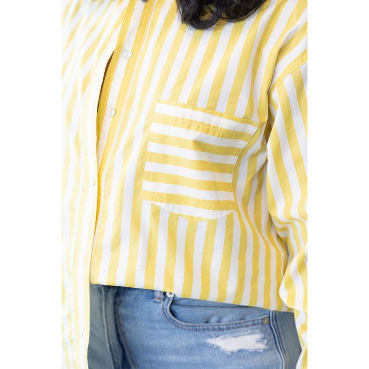 For a button-up, the Toni top is down for whatever. Wear it to work or dress it down with a pair of your favorite pants. It's airy design keeps you comfortable with whatever you decide. Relaxed/oversized fit Long sleeves with button cuff Color may appear different on different monitors Spring Yellow Tops With Pockets, Spring Daywear Tops With Pockets, Oversized Yellow Tops With Button Closure, Effortless Tops With Pockets For Day Out, Spring Everyday Top With Button Closure, Oversized Yellow Tops With Pockets, Effortless Button-up Tops For Spring, Oversized Yellow Top With Pockets, Spring Button-up Tops For Everyday Wear