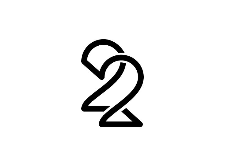 the number two is shown in black and white