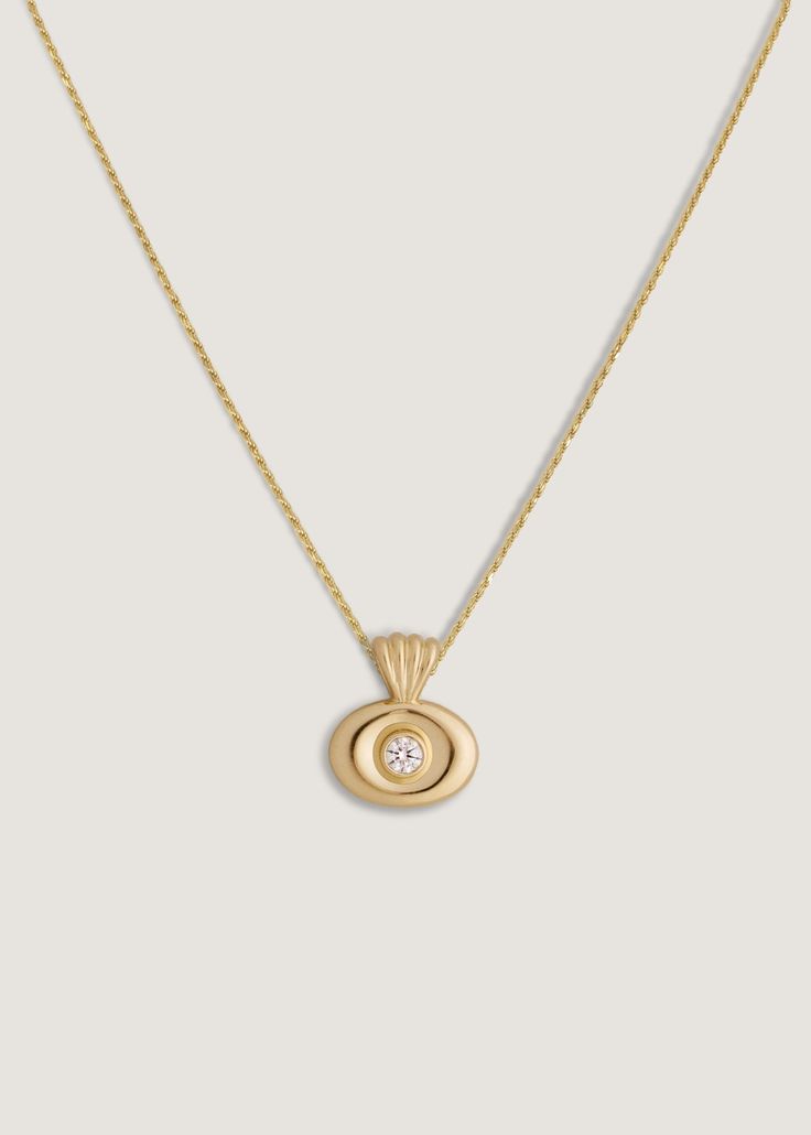 Designed by tastemaker and jewelry collector Rachel Nosco, the Eternal Summer collection features transitional pieces made to be worn through change, and cherished for generations to come.Let this piece take you to San Raphael in the South of France. Featuring a 0.19 carat lab created round diamond, wear it on your travels stacked with a herringbone chain. Pendant Details & Specs: 14k solid gold—always Pendant weight: 3.1g Hollow pendant Pendant measurements: 17mm x 14.7mm Lab created diamond Ca Timeless Formal Necklace With Detachable Pendant, Timeless Oval Pendant Diamond Necklace, Minimalist Oval Link Necklace For Anniversary, Modern Diamond Necklace For Gifts, Polished Round Jewelry For Everyday Elegance, Timeless Everyday Elegance Jewelry With Polished Finish, Timeless Jewelry With Detachable Pendant For Formal Occasions, Timeless Formal Jewelry With Detachable Pendant, Modern Formal Pendant Diamond Necklace