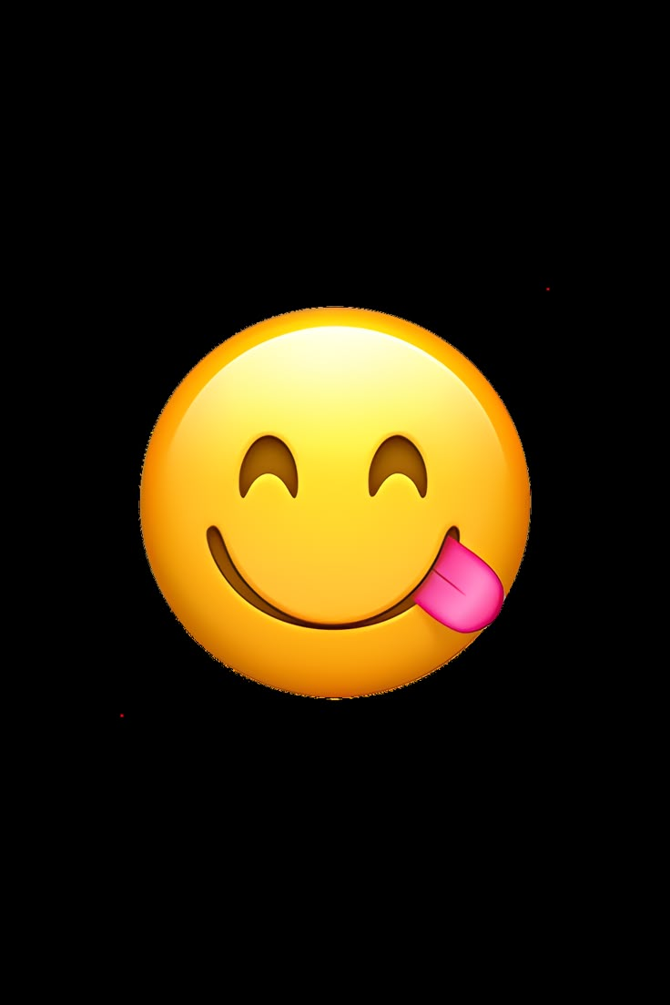 a yellow smiley face with a pink stick in its mouth