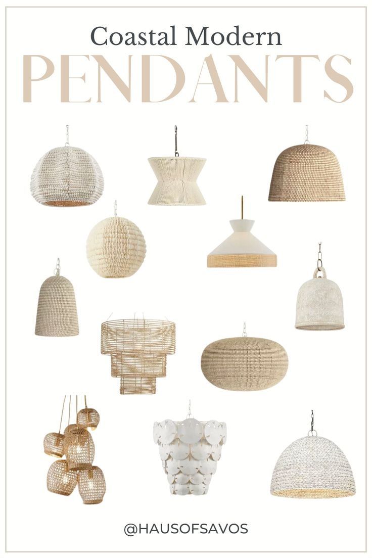 the cover of coastal modern pendants, featuring various hanging lamps and chandeliers