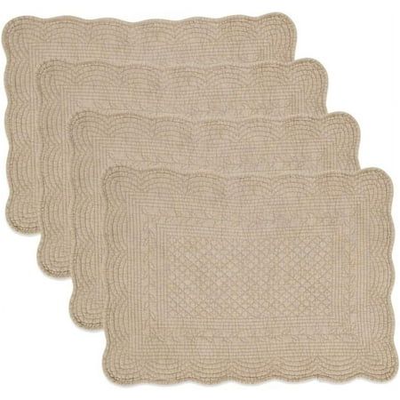 Fennco Styles Taupe Quilted Placemats, Set of 4 Elevate your tablescape for any occasion with these elegant Quilted Placemats. It features a soft, bright tone with a quilted design that adds texture and sophistication to your table setting, effortlessly enhancing the aesthetic appeal of any dining table. Its combination of style, versatility, and easy maintenance make it a popular choice for those looking to enhance their table decor. Pair it with solid colors within the same palette or lighter Quilted Placemat, Quilted Placemats, Place Mats Quilted, Quilted Pattern, Inspired Living, Casual Dining, Yellow Fabric, Placemat Sets, Dining Decor