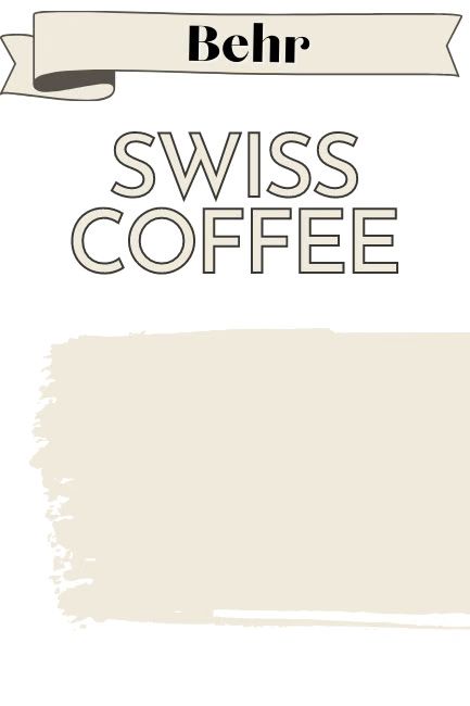 the words swiss coffee are shown in black and white, with an arrow above it