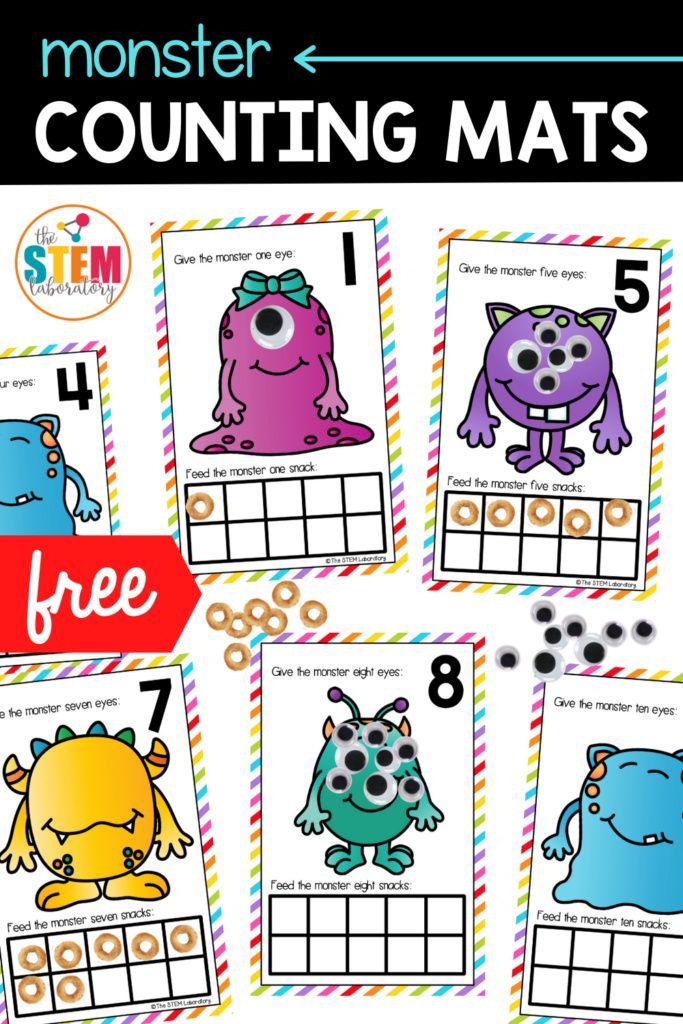 monster counting mats for kids to practice counting