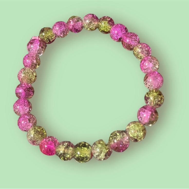 Handmade Pink And Green Acrylic Bracelet. Made On Pink Stretchy String About 8” In Size Please Make Offers Or Bundle To Save On Shipping! Shop With Confidence Posh Ambassador Ii Top-Rated Seller Fast Shipper Smoke Free Home Offers Always Welcome Bundle Items To Only Pay 1 Shipping Fee Keywords: Handmade, Hand Crafted, Bracelet, Jewelry, Pink, Green, Acrylic Beads, Beautiful Pink Stretch Bracelet With Colorful Beads, Pink Beaded Stretch Bracelet, Pink Hand-strung Round Crystal Bracelet, Pink Hand-strung Crystal Bracelet, Handmade Pink Beaded Round Bracelets, Handmade Pink Stretch Bracelet For Party, Pink Handmade Stretch Bracelet For Party, Pink Hand-strung Stretch Bracelet, Casual Pink Bracelets With Large Beads