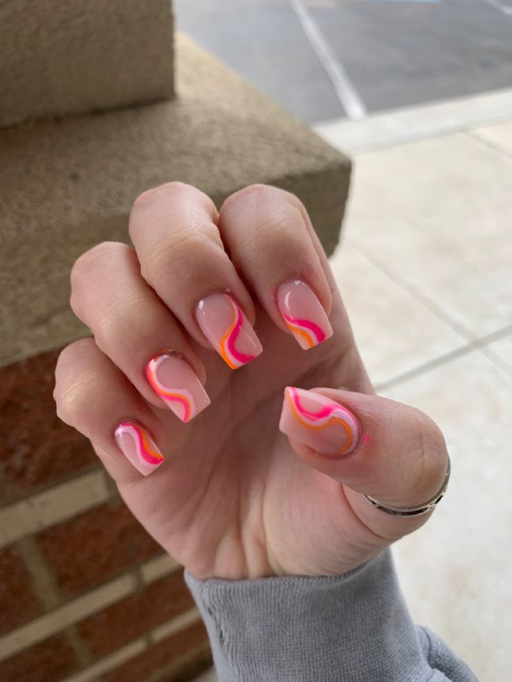 Nail Designs Hot Pink, Nail Art 2023, Summer Nails Neon, Spring Nails 2023, Bright Summer Acrylic Nails, Neon Orange Nails, Orange Acrylic Nails, Nail 2023, Neon Pink Nails