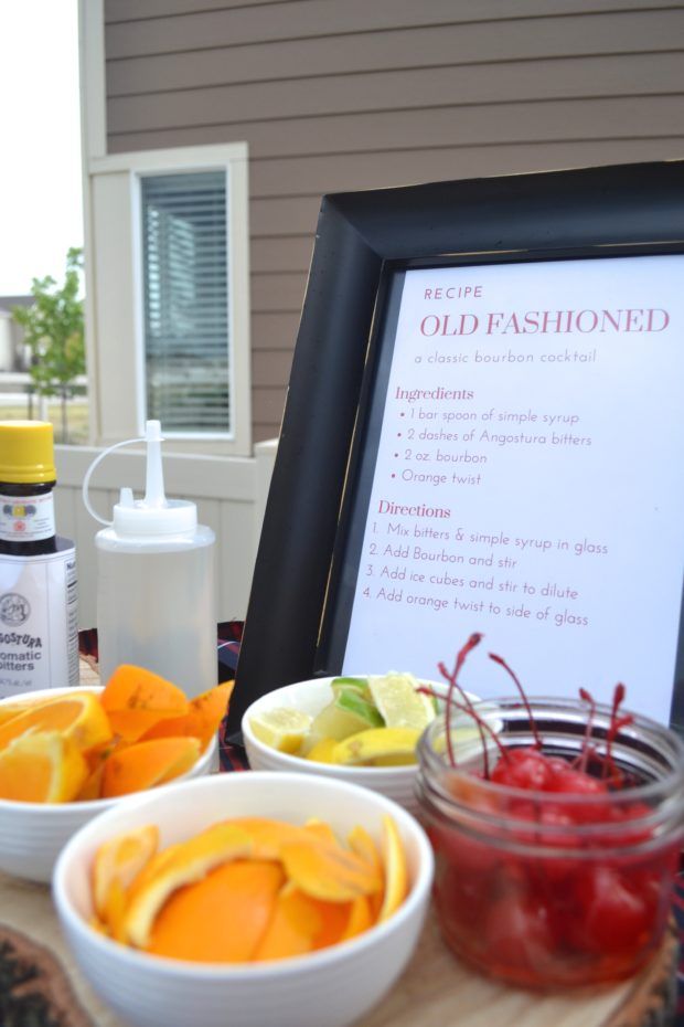 there are bowls of fruit on the table with a sign behind them that says old fashioned