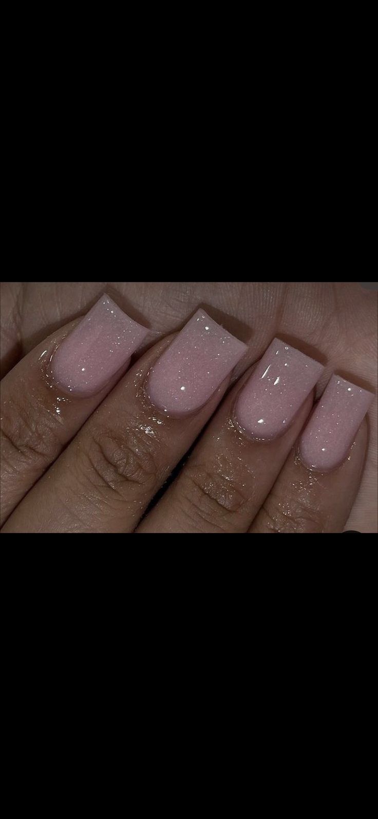 Simple But Sparkly Nails, Short Square Clear Nails, Simple Nails Prom, Short Sheer Nails, Short Sparkly Nails Simple, Short Acrylic Nails Square Homecoming, Sparkly Short Acrylic Nails, Blush Pink Acrylic Nails Short, Short Square Nails Sparkle