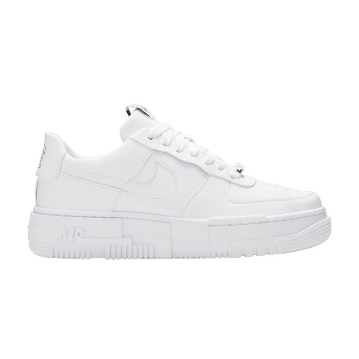 Find NIKE Wmns Air Force 1 'pixel on Editorialist. The Nike women’s Air Force 1 ‘Pixel White’ reimagines the retro silhouette with a monochromatic white finish, applied to a reconstructed build that highlights large-scale pixelated detailing throughout the midsole and outsole. The leather upper is made over with a floating eyestay, cut-out Swoosh and stitch-and-turn construction for a streamlined look. A revised cube logo adorns the protruding tongue tag and exaggerated heel tab. Streetwear Nike Air Force 1 With Rubber Waffle Outsoles, Nike Platform Sneakers With Boost Midsole For Streetwear, Nike Air Force 1 With Modern Style, Modern Nike Air Force 1 With Boost Midsole, Nike Air Max Modern Streetwear Shoes, Nike Platform Sneakers For Streetwear, Modern Custom Sneakers For Streetwear, Nike Platform Sneakers For Streetwear With Cushioned Footbed, Nike Platform Sneakers For Streetwear With Comfortable Footbed