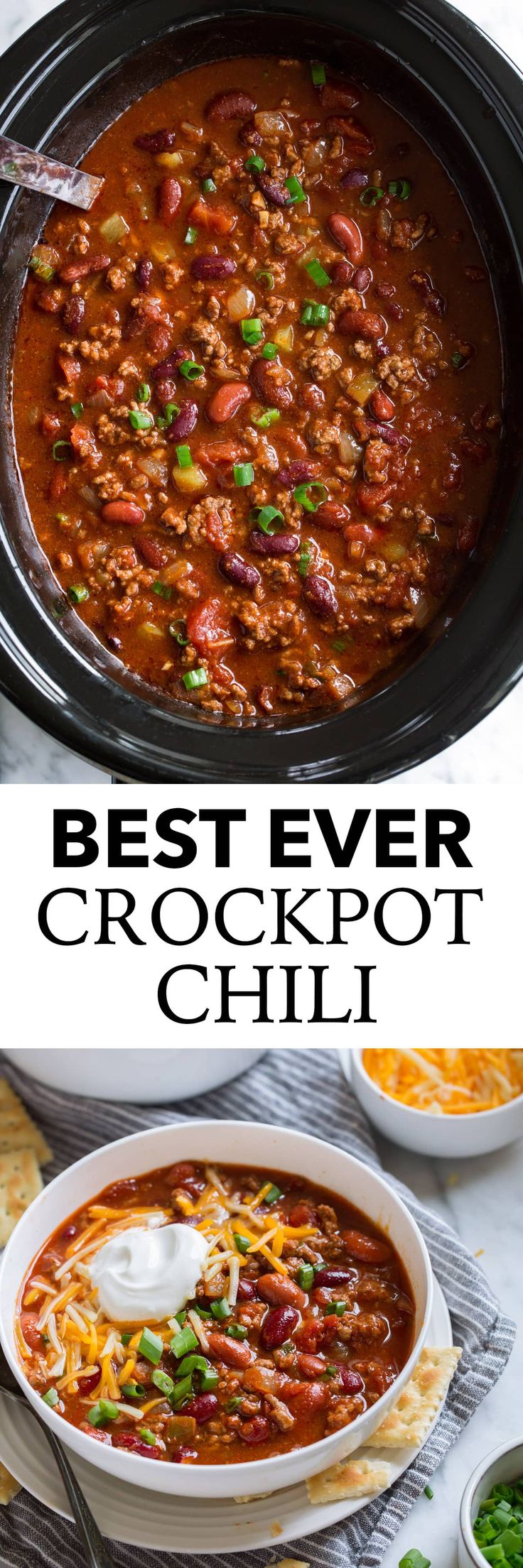 the best ever crockpot chili recipe is in this slow cooker and it's ready to be eaten