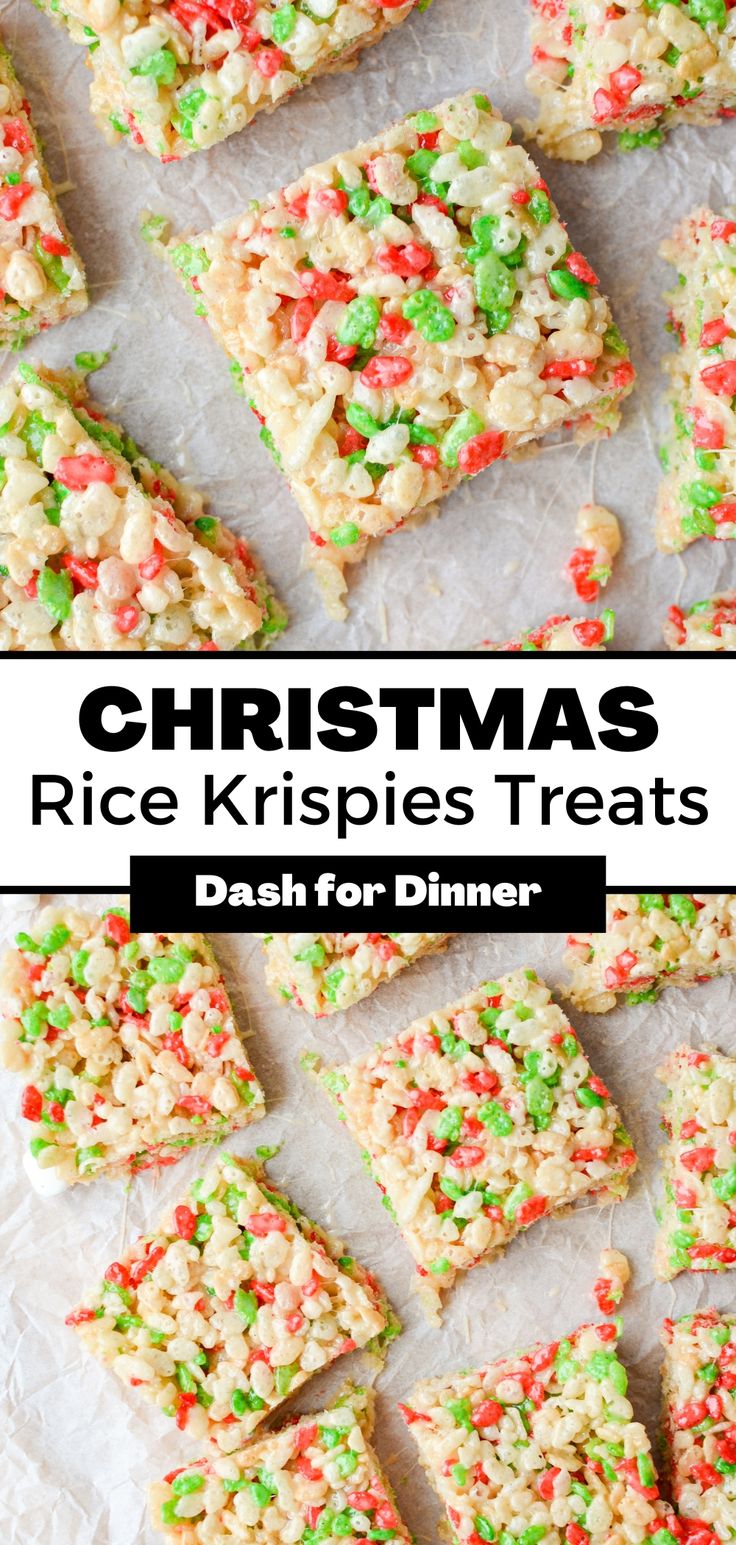 christmas rice krispies treats with the title overlay