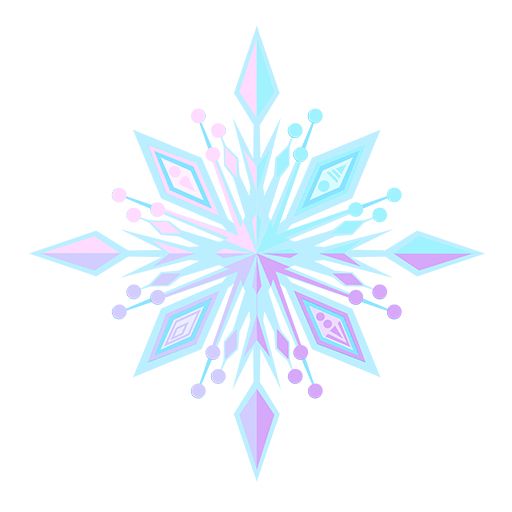 a snowflake is shown on a white background with blue, pink and green colors