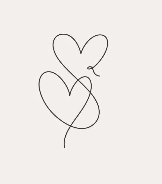 two hearts are connected in the shape of a knot on a white background with black lines