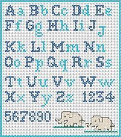 an elephant alphabet cross stitch pattern