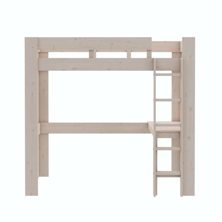 Davian Wood Loft Bed with Desk - Sandy Pine - Twin Guest Room Storage, Modern Kids Beds, Kids Loft Bed, Convertible Bunk Beds, Wood Loft Bed, Loft Bed With Desk, Kids Loft, Bed With Desk, Twin Size Loft Bed