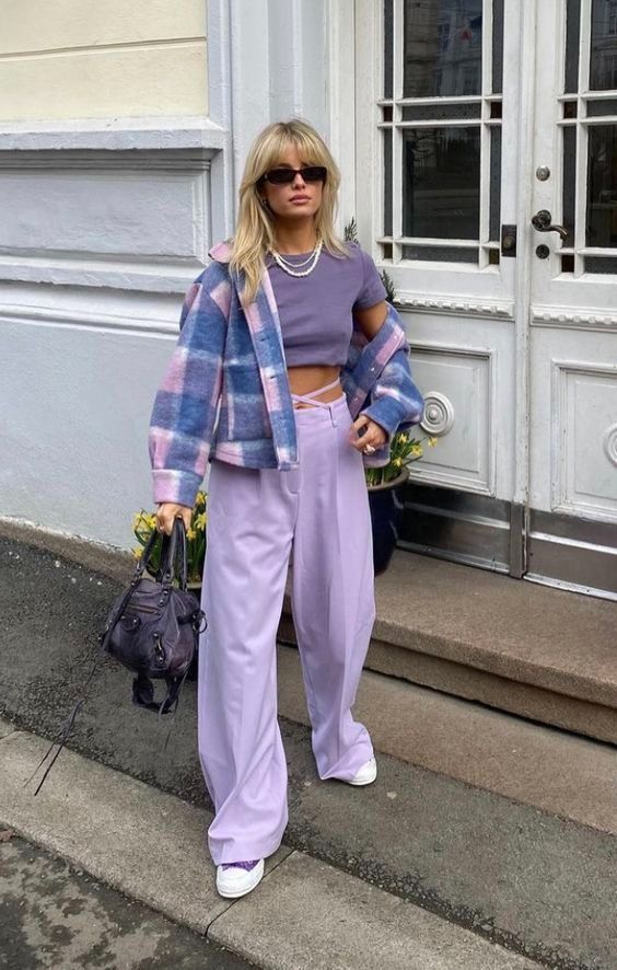 Harajuku Pants, Fashion Sweatpants, Joggers Streetwear, Purple Sweatpants, Baggy Joggers, Trousers Baggy, Streetwear Harajuku, Outfits Colorful, Outfit Ideas 2024