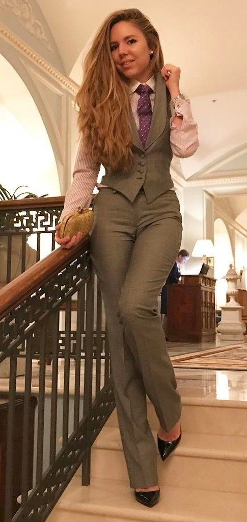 Necktie Outfits For Women, Infinity Clothing, Attorney Fashion, Shirt And Tie, Tailored Clothes, Twin Outfits, Women Ties, Women Formals, Three Piece Suit