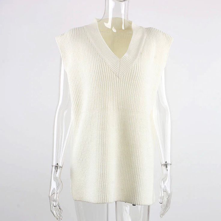 Channel some seriously preppy princess vibes with the Ari Knit Vest. Featuring wool blended knit material all over, V-neckline, and a pull-on style. Polyester Imported Preppy Pullover, Sleeveless Sweater Vest, Women Sweaters Winter, Basic Sweaters, Solid Sweaters, Sweater Vest Women, Vest White, Knitting Women Sweater, Loose Sweater