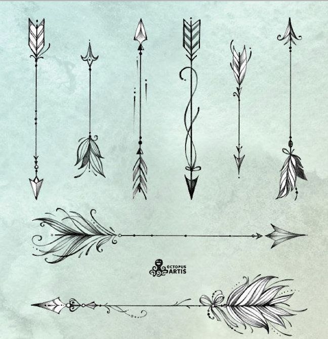 an artistic set of arrows and feathers