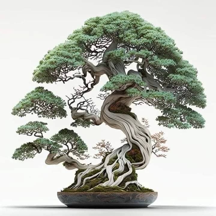 a bonsai tree is shown with many different types of trees in it's branches