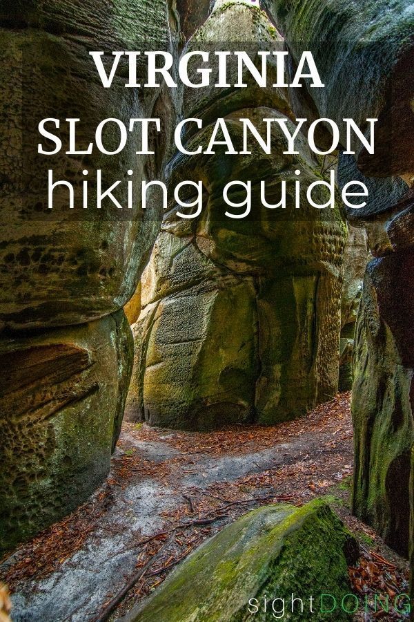 the virginia slot canyon hiking guide with text overlay that reads, virginia slot canyon hiking guide