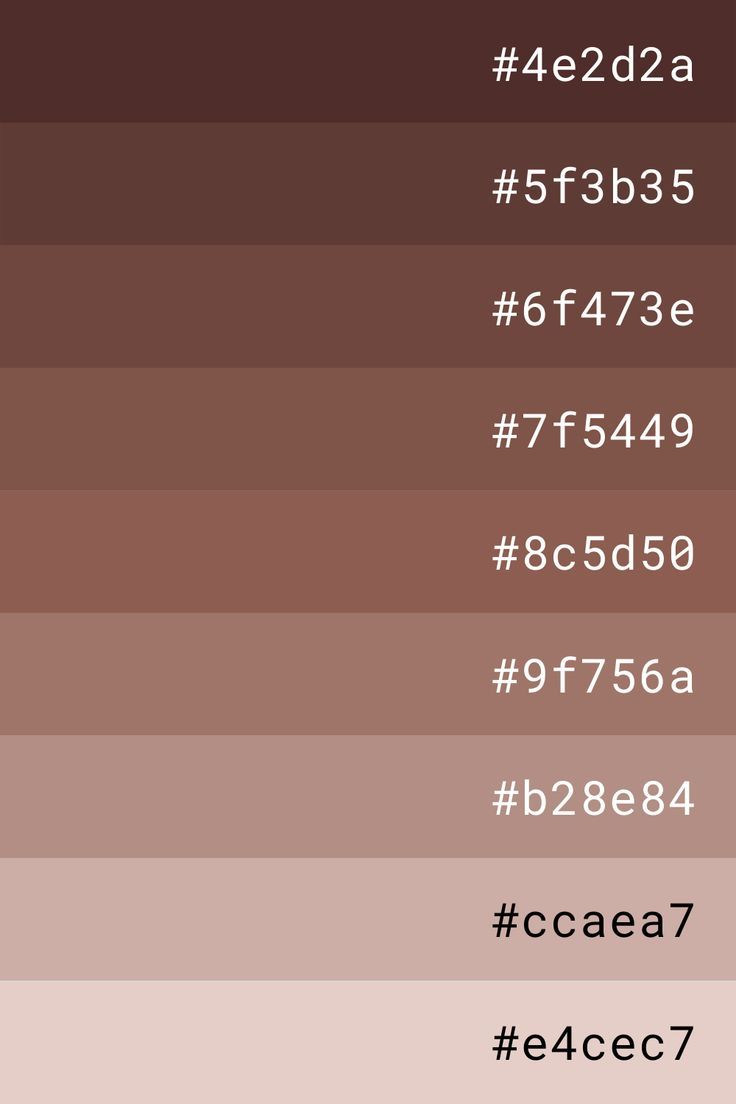 the color scheme for different shades of brown, pink and white with text below it