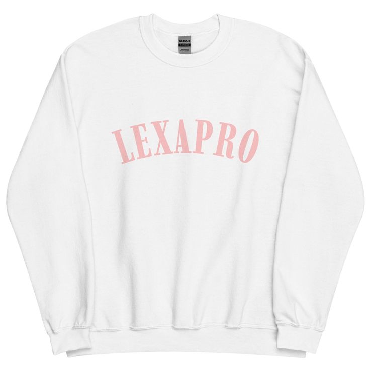 "Elevate your style with our \"Lexapro Anti-Depressant\" funny unisex sweatshirt. This witty and distinctive sweatshirt is ideal for those who appreciate humor and want to inject a playful twist into their fashion. Featuring a clever play on the well-known antidepressant, this sweatshirt is designed to bring a smile to your face. Crafted from premium, comfortable materials, it ensures both style and comfort. Whether you're out and about, lounging at home, or looking for a unique conversation starter, this sweatshirt is a great way to showcase your sense of humor and individuality." Relaxed Fit Sweatshirt With Funny Text For Streetwear, Crew Neck Sweatshirt With Funny Text For Streetwear, White Long Sleeve Sweatshirt With Funny Text, Sick Fits, Conversation Starters, Out And About, A Smile, Tshirt Logo, The Well